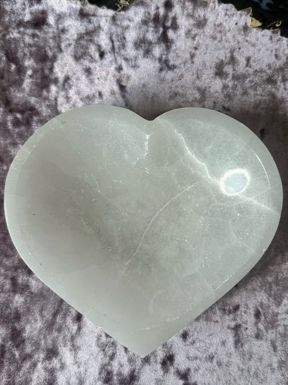 Selenite natural heart crystal bowl SNH06